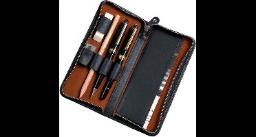 Alassio pennenetui - 3 pennen - leer - zwart - JU-2638