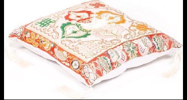 Klankschaalkussen deluxe dubbele dorje wit - 20x20 - Brokaat - Katoen - Polyester - Wit