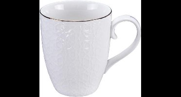 Tokyo Design Studio - Nippon White Goude Rand - Mok - Thee Kop -8.5x10.2cm 380ml Strepen Wit Goud