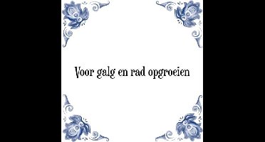 Tegeltje met Spreuk (Tegeltjeswijsheid): Voor galg en rad opgroeien + Kado verpakking & Plakhanger
