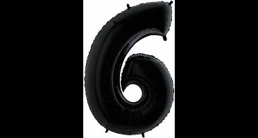 Folie Ballon Cijfer 6 - Zwart - 101cm