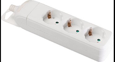 Nedis Stekkerdoos - Randaarde stekker / Type F (CEE 7/7) - 3-wegs - 3680 W - 16 A - Soort aarding: Zijcontacten - 230 V AC 50/60 Hz - Hoek van stopcontact: 45 ° - Geen Kabel Inbegrepen - Wit