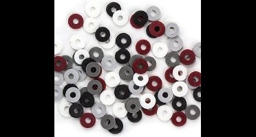 Katsuki Kralen Mix 6 mm Grijs/Zwart/Wit/Rood (ongeveer 100 stuks)