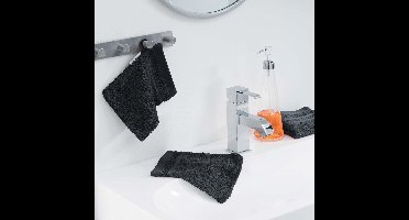 Washand 15x21cm set 2 stuks kleur zwart 100%katoen