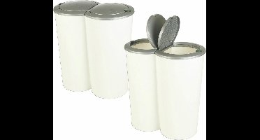 Prullenbak Duobin - 2x 25 L - wit -zilver