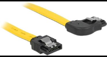 SATA datakabel - recht / haaks naar links - plat - SATA600 - 6 Gbit/s / geel - 0,30 meter