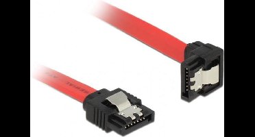 SATA datakabel - recht / haaks naar beneden - plat - SATA600 - 6 Gbit/s / rood - 0,20 meter