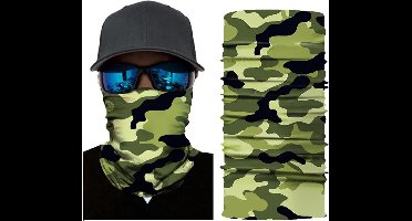 Motor Gezichtsmasker Nekwarmer Camouflage Groen - Masker - Joker - Motormasker - Skimasker - Motorsjaal - Halloween face shield spatmasker gezichtscherm