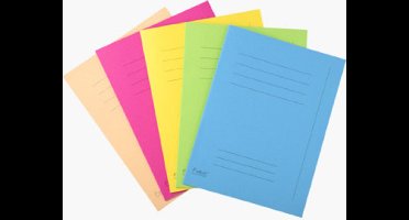 FOREVER 220 PAK 50 BEDRUKTE DOSSIERMAPPEN 220G/M2 - 24X32CM VOOR A4. - GEASSORTEERD - Fel groen - Fuchsia - Geel - Gems - Lichtblauw