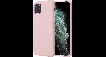 Hoesje geschikt voor iPhone 11 Pro - Matte Back Cover Microvezel Siliconen Case Hoes Roze