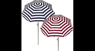 Summertime - Strandparasol 180 cm - Blauw / Rood