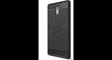 Shop4 - Nokia 3 Hoesje - Zachte Back Case Brushed Zwart