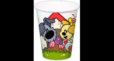 Woezel en Pip kartonnen bekers (8x) 250 ml bekertjes drinkbekers wegwerp papieren