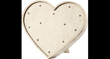 Creativ Company decoratieve lichtbox hart van hout met LED verlichting.