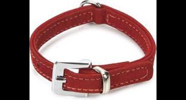 Beeztees leren halsband Buffalo Strass. Rood. 24 cm x 10 mm.