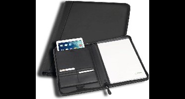 Rillstab schrijfmap ipad Bern - hoogwaardig leer - conferentiemap - zwart - paginaformaat A4