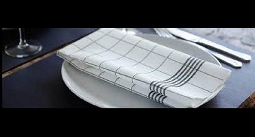 Duni Servet Back to Basics - wit & donker grijs - 50 stuks