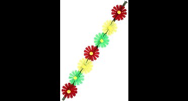Hoofdband bloemen rood/geel/groen