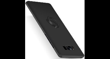 Hoesje geschikt voor Samsung Galaxy S8+ / S8 Plus - Selfie Ring Case TPU Matte Black Premium Case (Mat Zwart Silicone Hoesje / Cover)