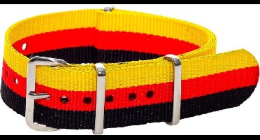 Premium Black Red Yellow - Nato strap 18mm - Stripe - Horlogeband Zwart Rood Geel