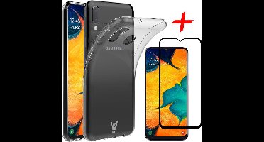 Hoesje geschikt voor Samsung Galaxy A30 Hoesje + Screenprotector Full-Screen - Transparant Siliconen TPU Soft Case - iCall