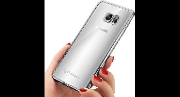 Hoesje geschikt voor Samsung Galaxy S7 Edge - Electroplating TPU Case Transparant met Zilveren Bumper (Silver Silicone Hoesje)