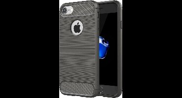Hoesje geschikt voor Apple iPhone 7 - Rugged Armor / Geborsteld TPU Grey Premium Case (Grijs Silcone hoesje)