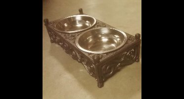 honden katten voerbak en drinkbak klein formaat - gietijzer - bruin