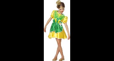 Wilbers & Wilbers - Koning Prins & Adel Kostuum - Koninklijke Kikkerprinses - Meisje - geel,groen - Maat 104 - Carnavalskleding - Verkleedkleding
