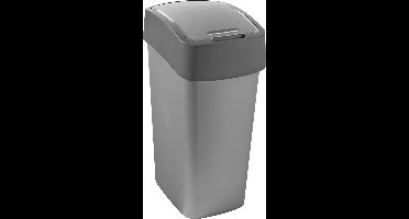 Curver Pacific Flip Bin - Prullenbak - 45 Liter - Zilver / Antraciet