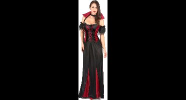 Vegaoo - Lange vampieren jurk voor dames zwart en rood