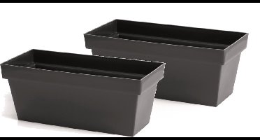 Bloembak Balkonbak Cube Case 40x18x16cm ANTRACIET Prosperplast / 2 STUKS ! /