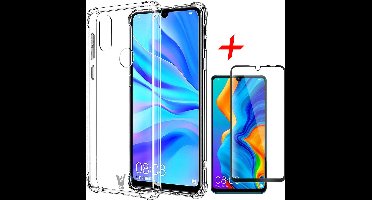 Hoesje geschikt voor Huawei P30 Lite + Screenprotector Full Screen - Transparant Shockproof Case - iCall