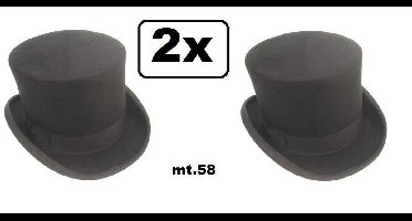 2x Hoge hoed zwart wolvilt mt.58/59