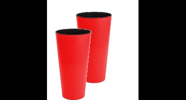 Bloempot Buiten Hoog Rond Tubus Slim 15cm KORAALROOD Prosperplast / 2 STUKS ! /
