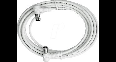 Axing Antenne Aansluitkabel [1x Antennestekker 75 Ω - 1x Antennebus 75 Ω] 10.00 m 85 dB Wit