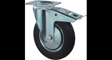 Zwenkwiel met plaat + rem zwart