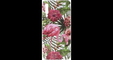Shop4 - Geschikt voor Samsung Galaxy A70 Hoesje - Harde Back Case Flamingo en Bloemen