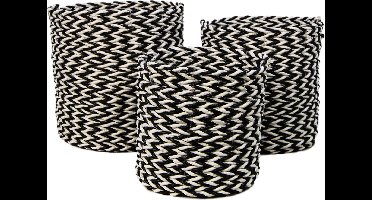 HSM Collection Mandenset - raffia/zeegras - zwart/wit - set van 3