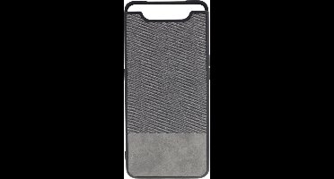 Shop4 - Geschikt voor Samsung Galaxy A80 Hoesje - Zachte Back Case Denim en Leer Grijs