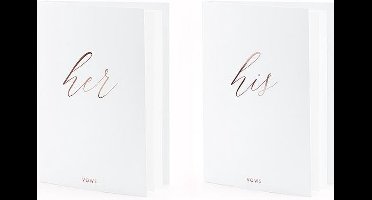 PartyDeco Gelofte boekje - Vows voor bruiloft - Wit, roségoud - 2 stuks
