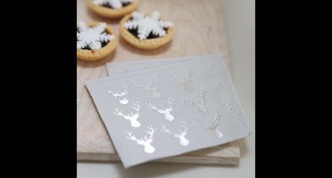 Ginger Ray - Christmas Metallics - Mini Servetten Rendier Zilver (20 stuks)