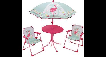 Jemini Tuinset Met Parasol Flamingo Roze/mintgroen 4-delig