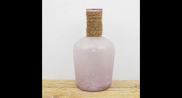 SENSE Fles Vaasje Frosted Roos - Gerecycle - Kleine Glazen Flesjes – Bloemenvaasje – Mini Fles Vaas Pink