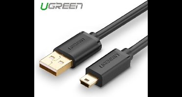 Ugreen - 5-pins - vergulde USB - mini-USB-kabel 0,5m zwart - (US132)