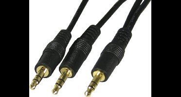 DELTACO MM-17, Verloop van 1x naar 2x 3.5mm (Male) stereojack, 2m