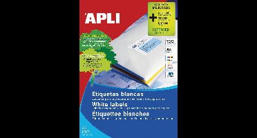 Apli 01295 Witte Etiketten - 100x15 stuks - Formaat 70 x 50,8 mm - Rechte hoeken