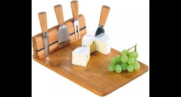 Excellent Houseware Kaasplank Met Messenset - 4 Kaasmessen - Magneetstrip
