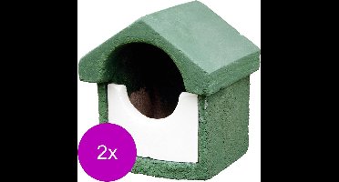 Wildbird Nestkast Houtbeton Halfrond - Broeden - 2 x 17x15x20 cm Groen Small
