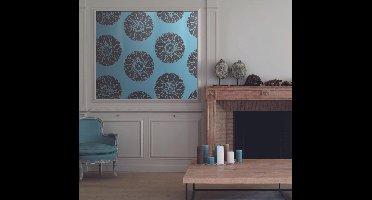 Dutch Wallcoverings Vliesbehang dessinflock - Bruin/blauw